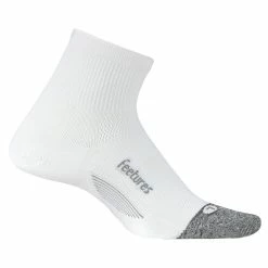 Feetures Elite Light Cushion Quarter Running Sock (E20) -Darn Tough Shop 114463 WHITE LG