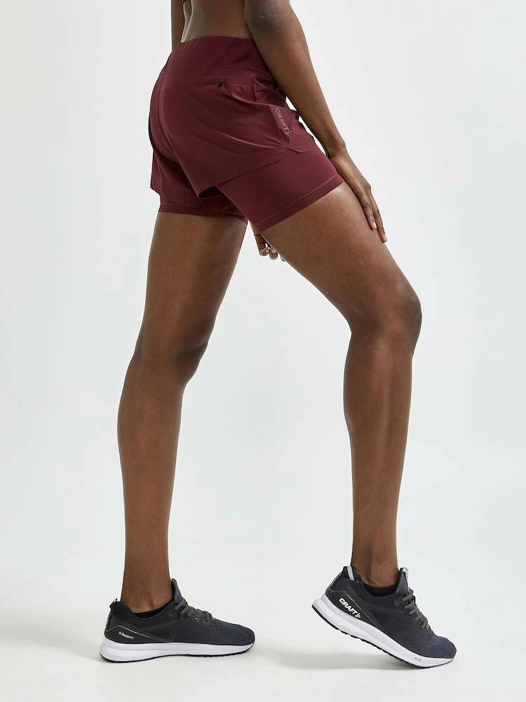 Craft Women's Advance Essence 2-IN-1 Shorts - Truffle (1910722-439000) Craft Women's Advance Essence 2-IN-1 Shorts - Truffle (1910722-439000) -Darn Tough Shop 1910722 439000 ADVEssence2 in 1ShortsW Closeup2 Preview