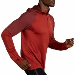 Brooks Men's Notch Thermal Hoodie - Copper/Heather Dark Copper (211402682) -Darn Tough Shop 211402 682 MV Notch Thermal Hoodie 2