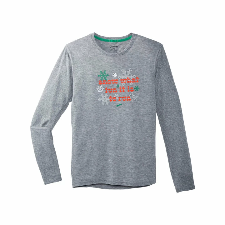 Brooks Men's Run Merry Distance Longsleeve - Heather Ash/Run Merry (211404047) 7 Brooks Men's Run Merry Distance Longsleeve - Heather Ash/Run Merry (211404047) - Image 5