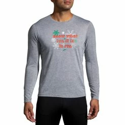 Brooks Men's Run Merry Distance Longsleeve - Heather Ash/Run Merry (211404047)