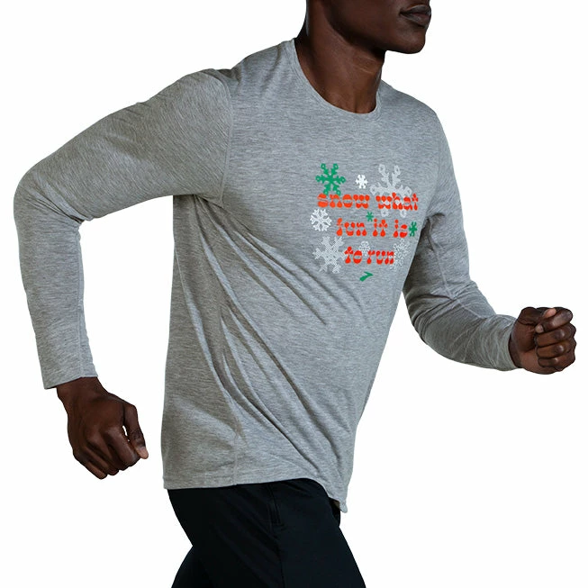 Brooks Men's Run Merry Distance Longsleeve - Heather Ash/Run Merry (211404047) 5 Brooks Men's Run Merry Distance Longsleeve - Heather Ash/Run Merry (211404047) - Image 3