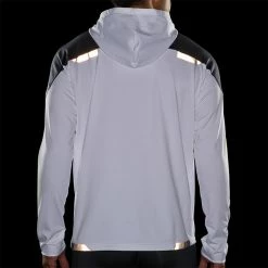 Brooks Men's Run Visible Thermal Hoodie - White/Asphalt/Nightlife (211411134) -Darn Tough Shop 211411 134 D4 Run Visible Thermal Hoodie