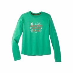 Brooks Women's Run Merry Distance Long Sleeve - Green/Run Merry (221563377) -Darn Tough Shop 221563 377 LF Run Merry Distance Graphic LS