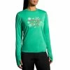 Brooks Women's Run Merry Distance Long Sleeve - Green/Run Merry (221563377)