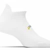 Feetures! High Performance Ultra Light Cushion No-Show Tab Running Socks - White (FA5500) 2 Feetures! High Performance Ultra Light Cushion No-Show Tab Running Socks - White (FA5500) -Darn Tough Shop HP UL Tab White sock on foot form