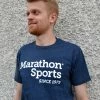 Marathon Sportswear Marathon Sports Men's Logo Tee - Navy/White (M LOGO TEE 1) 2 Marathon Sportswear Marathon Sports Men's Logo Tee - Navy/White (M LOGO TEE 1) -Darn Tough Shop MS tee mens front 2
