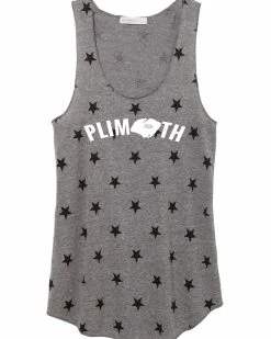 Marathon Sportswear Women's Plimoth Racerback Stars And Stripes Tank - Gray (PLI-AA1927P-EGS)