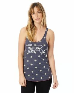 Marathon Sportswear Women's Western Mass Racerback Stars And Stripes Tank - Navy Blue (RUNWEST-AA1927P-S)