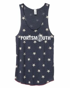 Marathon Sportswear Women's Portsmouth Racerback Stars And Stripes Tank - Navy Blue (PORT-AA1927P-S)