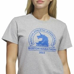 Adidas Women's Boston Marathon® Logo Tee -Darn Tough Shop adidas boston marathon logo tee grey 10