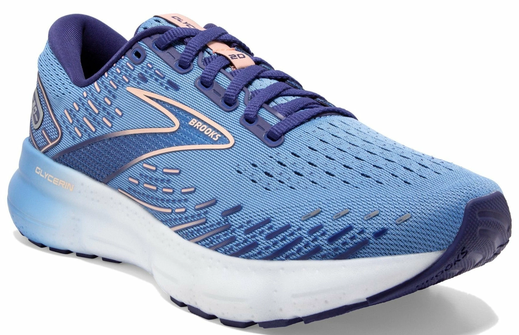 Brooks Women's Glycerin 20 - Blissful Blue/Peach/White (1203691B478) Brooks Women's Glycerin 20 - Blissful Blue/Peach/White (1203691B478) -Darn Tough Shop brooks 120369478 a
