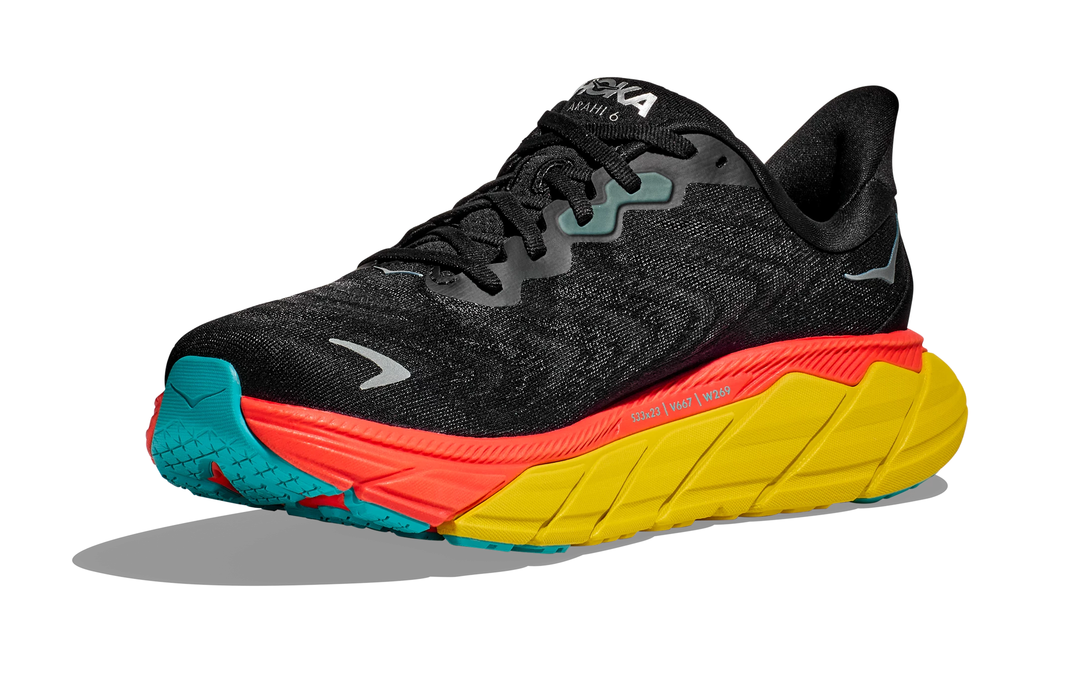 HOKA Men's Arahi 6 HOKA Men's Arahi 6 -Darn Tough Shop hoka mens arahi 6 running shoe black red yellow 1