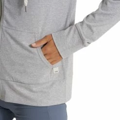 Vuori Women's Halo Performance Hoodie 2.0 -Darn Tough Shop vuori halo performance hoodie pale grey heather 3