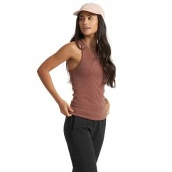 Vuori Women's Sunrise High Neck Tank -Darn Tough Shop vuori womens sunrise high neck tank hazelnut 1